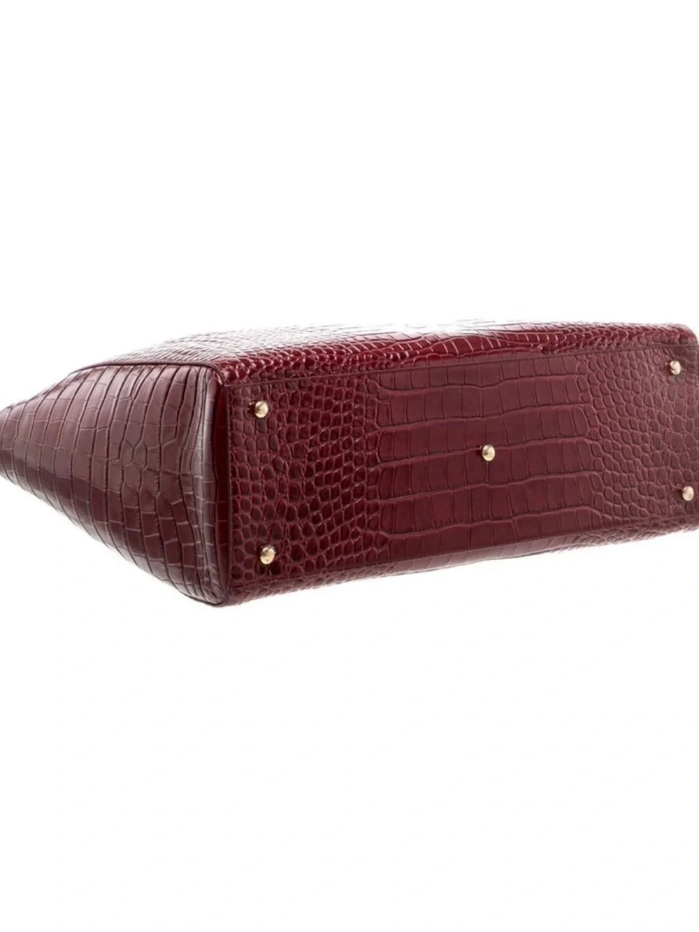 2026 CHANEL Burgundy Croc-Embossed Leather Tote with Gold Hardware